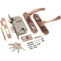 Врезной замок с ручками Аллюр 103/3 AC старая медь 5960