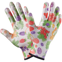 Нейлоновые тонкие садовые перчатки с нитрилом покрытием Фабрика перчаток Цветок  ПЕР-ПУ-ЦВ-960