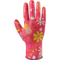 Нейлоновые тонкие садовые перчатки с нитрилом покрытием Фабрика перчаток Цветок  ПЕР-ПУ-ЦВ-960