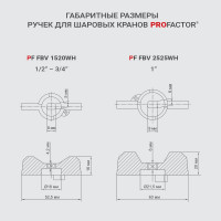 Рукоятка для шарового крана PROFACTOR PF STANDARD бабочка, красный/синий 1/2" - 3/4" PF FBV 1520WH