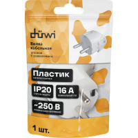 Вилка угловая с/з белая 16А 230В duwi 30469 2