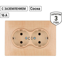 Розетка TDM ELECTRIC двойная 2П+З 16А 250В "ЭКО" сосна "Таймыр" SQ1814-0214