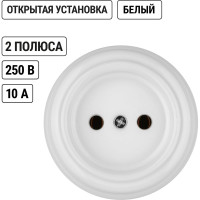 Розетка TDM ELECTRIC фарфоровая 2П 10А 250В белая, серия "Болонь" SQ1820-0004