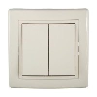 Проходной 2-клавишный выключатель Aling-conel PRESTIGE 10AX 250В, бежевый 6072.99