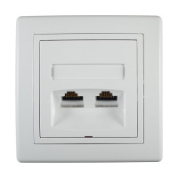 Коммуникационная двойная розетка Aling-conel PRESTIGE RJ45 Cat5e UTP, белая 614.00 113031