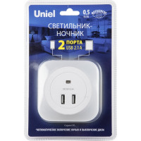 Светильник-ночник Uniel White Sensor 2хUSB DTL-321 UL-00007348