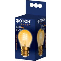 Светодиодная лампочка ФОТОН филаментная LED FL P45-S 4Вт E27 2200К, теплый свет, 23965