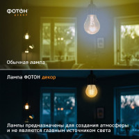 Светодиодная лампочка ФОТОН филаментная LED FL P45-S 4Вт E27 2200К, теплый свет, 23965