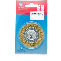 Щетка-крацовка плоская на шпильке (50 мм; латунированная проволока) для дрели Orientcraft CIRS05020010