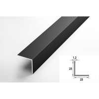 Декоративный угловой профиль ЛУКА алюминиевый, 25х25х1,2 мм, 2,7 м, 5 шт./уп. черный УТ000020817