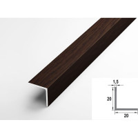 Декоративный угловой профиль ЛУКА алюминиевый, 20х20х1,5 мм, 2,7 м, 5 шт./уп. дуб венге УТ000020810