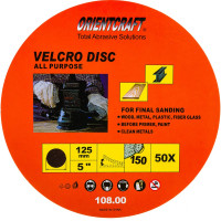 Круг шлифовальный на липучке (50 шт; 125 мм; Р150; без отверстий) Orientcraft OCV125222150