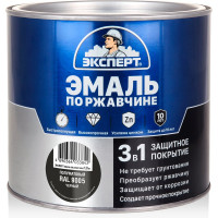 Эмаль ЭКСПЕРТ по ржавчине 3 в 1 полуматовая, черный RAL 9005, 1.8 кг 28267