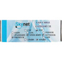 Кабель SkyNet Premium, FTP outdoor 4x2x0.51 на тросу, медный FLUKE TEST, кат.5e, однож., 100м, box, черный, CSP-FTP-4-CU-OUTR/100