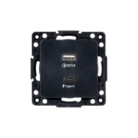Механизм розетки EKF Стокгольм с 2USB type-A + type-C черный PROxima EZR-2USB-type-C