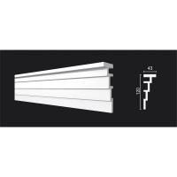 Карниз потолочный ударопрочный влагостойкий под покраску 120Х43Х2000 мм Decor-Dizayn DD514