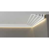 Карниз потолочный ударопрочный влагостойкий под покраску 120Х43Х2000 мм Decor-Dizayn DD514