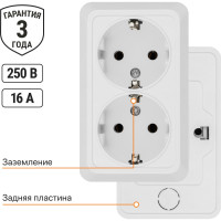 Розетка TDM двойная 2П+3 открытой установки IP20 16А 250В керамика белая "Ладога" SQ1801-0113