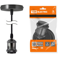 Патрон TDM Е27 с подвесом 1 м, металлический "Лофт", черный SQ0335-0070