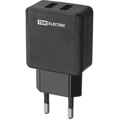 Сетевое зарядное устройство TDM ELECTRIC ELECTRIC СЗУ 4, 2,1 А, 2 USB, черный, SQ1810-0021