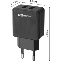 Сетевое зарядное устройство TDM ELECTRIC ELECTRIC СЗУ 4, 2,1 А, 2 USB, черный, SQ1810-0021
