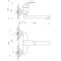 Смеситель для кухни Профсан ПСМ серия КОМПЛЕКТАЦИЯ настенный, тип ГОСТ См-МОРНА См-УмОРНА PSM-104-10
