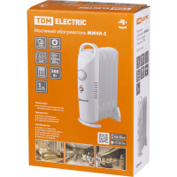 Масляный обогреватель TDM ELECTRIC МИНИ-5, 500 Вт, 5 секций, термостат, SQ2501-0907