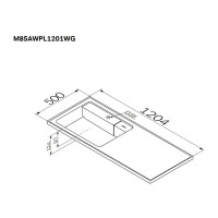 Раковина над стиральной машиной AM.PM X-Joy литьевой мрамор, левая, 120 см M85AWPL1201WG