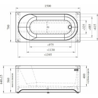 Акриловая ванна Радомир Виктория 150x70, разборный каркас 2-01-0-0-1-250Р