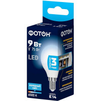 Светодиодная лампа ФОТОН LED P45 9Вт E14 6500K холодный свет 24016