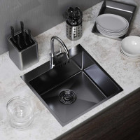 Настольная мойка MIXLINE PRO 50x50, 3 мм, выпуск 3 1/2, 20 см, с сифоном, черный графит 547230