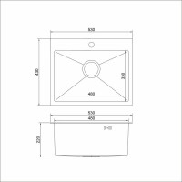 Настольная мойка MIXLINE PRO 53x43, 3 мм, выпуск 3 1/2, 22 см, с сифоном, сатин 547233