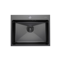 Настольная мойка MIXLINE PRO 60x45, 3 мм, выпуск 3 1/2, 22 см, с сифоном, черный графит 547236