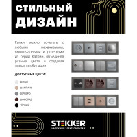 Горизонтальная 4-местная рамка STEKKER серия Катрин, стеклянная, GFR00-7004-06, графит 39542