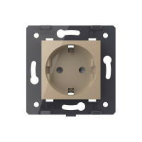 Электрическая розетка LIVOLO с заземлением защитными шторками 16A, цвет золотой механизм VL-C7-C1EU-13