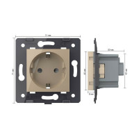 Электрическая розетка LIVOLO с заземлением защитными шторками 16A, цвет золотой механизм VL-C7-C1EU-13