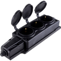 Штепсельная колодка NE-AD 3-гнезда с крышками, с заземлением, 16А, IP54, каучук, 4103