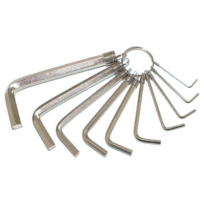 Набор ключей CNIC шестигранных из 10шт 1,5;2;2,5;3;4;5;5,5;6;8;10мм на кольце СrV никель 2302 66463