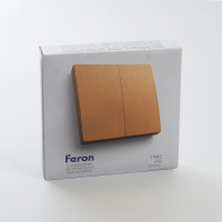 Двухклавишный беспроводной выключатель FERON TM82, 230V, 500W, золото 41726