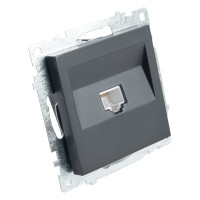 Компьютерная 1-местная розетка RJ-45 STEKKER механизм, серия Катрин, GLS00-7107-05, черный 39613
