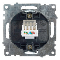 Компьютерная 1-местная розетка RJ-45 STEKKER механизм, серия Катрин, GLS00-7107-05, черный 39613