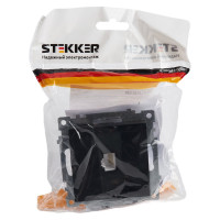 Компьютерная 1-местная розетка RJ-45 STEKKER механизм, серия Катрин, GLS00-7107-05, черный 39613