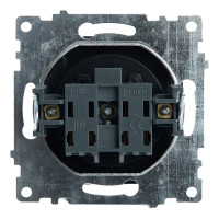1-местная розетка STEKKER с защитной шторкой механизм без заземления, 10А, Катрин, GLS10-7109-05, черный 39609