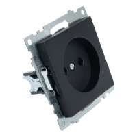 1-местная розетка STEKKER с защитной шторкой механизм без заземления, 10А, Катрин, GLS10-7109-05, черный 39609