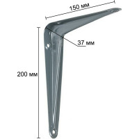 Кронштейн жестяной VORMANN 150x200x37 мм, цвет: серый лак, 00150 150 LG