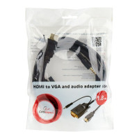 Кабель Cablexpert HDMI VGA, 19M/15M + 3.5Jack 3м медь, черный, позолоченные разъемы A-HDMI-VGA-03-10