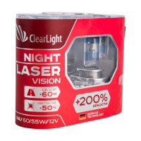 Комплект ламп Clearlight H4 12V-60/55W Night Laser Vision +200% Light, 2 шт. MLH4NLV200