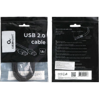 Кабель Cablexpert USB 2.0, AM/AM, 1.8м, экран, медь, черный, пакет CCP-USB2-AMAM-6