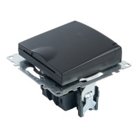 1-местная розетка STEKKER с крышкой с защитными шторками, механизм с заземлением, Катрин, GLS16-7112-05, черный 39608