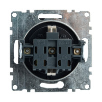 1-местная розетка STEKKER с крышкой с защитными шторками, механизм с заземлением, Катрин, GLS16-7112-05, черный 39608